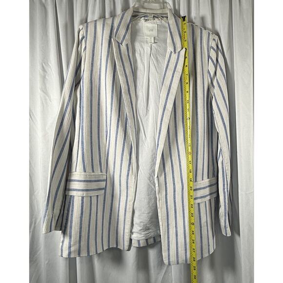 H&M Striped Linen Blend Jacket White Blue 8 Coastal Chic Preppy Academia 88-26 - Picture 7 of 14